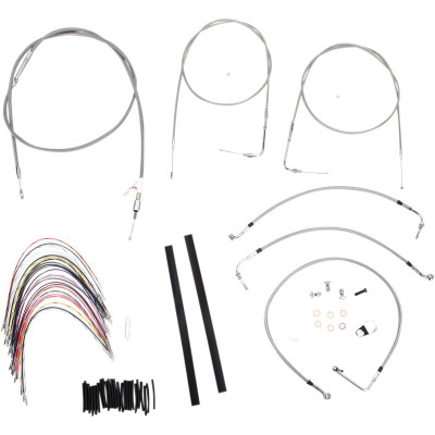 CABLE KIT 14" BRAIDED STAINLESS STEEL HANDLEBAR W/O ABS