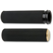 Poignées moletées Arlen Ness KNURLED FUSION - Harley Davidson accélérateur à double câble - Noir et bronze