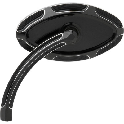 MIRROR CAT EYE BEVELED SHORT STEM LEFT BLACK