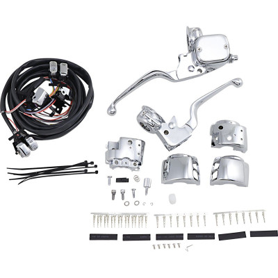 Kit de commandes au guidon complet - embrayage méca - simple disque 14,3mm 9/16" - Harley Davidson Big Twin, Sportster - Chrome