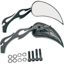 Rétroviseurs Teardrop sculptés - Tige Flamme - Harley Davidson - noir