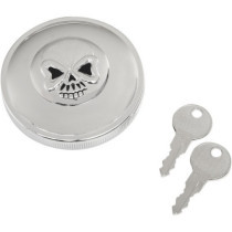 Bouchon de réservoir Split Skull verrouillable - à visser - sans aération - Harley Davidson de 1996 à 1999 - chromé