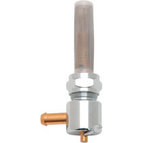 Robinet de carburant - 90° - sortie arrière - réservoir 22mm - Raccord de 7,9 mm, 5/16" - Harley Davidson - chromé