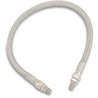 Durite d'huile - D 8,7 mm, 11/32" - L 43 cm, 17" - raccord 1/8" NPT - Harley Davidson - inox tressé