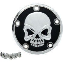 Cache carter d'allumage Skull - 5 trous - Harley Davidson à moteur Twin Cam de 1999 à 2017 - noir/chromé