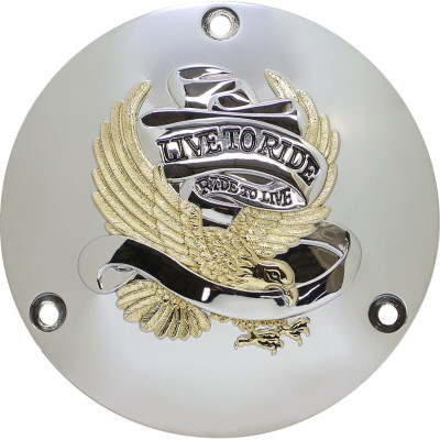 Cache embrayage Live to Ride - 3 perçages - Harley Davidson Big Twin de 1971 à 1999 - chromé, or et argent