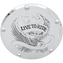 Cache embrayage Live to Ride - 5 perçages - Harley Davidson Big Twin à partir de 1999 - chromé et argent