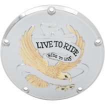 Cache embrayage Live to Ride - 5 perçages - Harley Davidson Big Twin à partir de 1999 - chromé et or