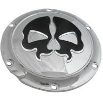 Cache d'embrayage Skull - 6 perçages - Harley Davidson Sportster à partir de 2004 - chromé et noir