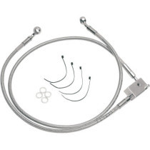 Kit durite frein arrière allongée +2" - sans ABS - pour HD Softail de 2000 à 2003 - inox tressé - raccord chromé