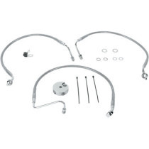 Kit durite frein avant - sans ABS - pour HD Sportster KLR de 2004 à 2008 - inox tressé - raccord chromé