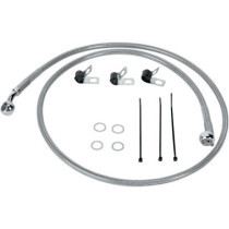 Kit durite frein avant - sans ABS - pour HD Softail Heritage, Fat Boy de 2000 à 2007 - inox tressé - raccord chromé