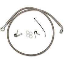 Kit durite frein avant - sans ABS - pour HD Sportster XL 883 de 2004 à 2008 - inox tressé - raccord chromé