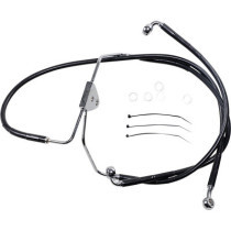 Kit durite frein avant allongée +2" - sans ABS - pour HD Touring de 2008 à 2013 - noir - raccord chromé