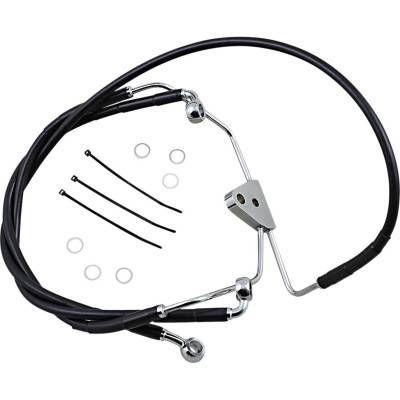 Kit durite frein avant allongée +6" - sans ABS - pour HD Touring de 2008 à 2013 - noir - raccord chromé