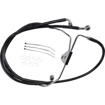Kit durite frein avant allongée +8" - sans ABS - pour HD Touring de 2008 à 2013 - noir - raccord chromé