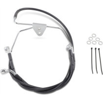 Kit durite frein avant allongée +2" - sans ABS - pour HD Electra Glide, Street Glide de 1996 à 2007 - noir - raccord chromé