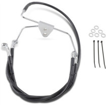 Kit durite frein avant allongée +4" - sans ABS - pour HD Electra Glide, Street Glide de 1996 à 2007 - noir - raccord chromé