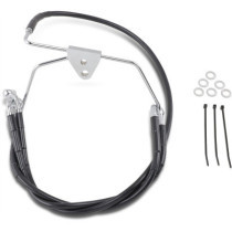 Kit durite frein avant allongée +6" - sans ABS - pour HD Electra Glide, Street Glide de 1996 à 2007 - noir - raccord chromé