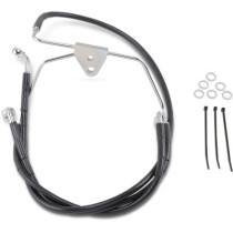 Kit durite frein avant allongée +8" - sans ABS - pour HD Electra Glide, Street Glide de 1996 à 2007 - noir - raccord chromé