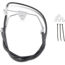 Kit durite frein avant allongée +10" - sans ABS - pour HD Electra Glide, Street Glide de 1996 à 2007 - noir - raccord chromé