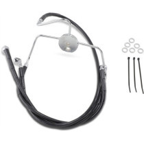 Kit durite frein avant allongée +2" - sans ABS - pour HD Road Glide, Road King de 1996 à 2006 - noir - raccord chromé