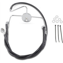 Kit durite frein avant allongée +4" - sans ABS - pour HD Road Glide, Road King de 1996 à 2006 - noir - raccord chromé