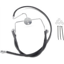Kit durite frein avant allongée +6" - sans ABS - pour HD Road Glide, Road King de 1996 à 2006 - noir - raccord chromé