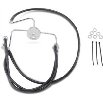 Kit durite frein avant allongée +8" - sans ABS - pour HD Road Glide, Road King de 1996 à 2006 - noir - raccord chromé