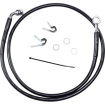 Kit durite frein avant allongée +4" - sans ABS - pour HD Sportster XL 883 de 2004 à 2008 - noir - raccord chromé