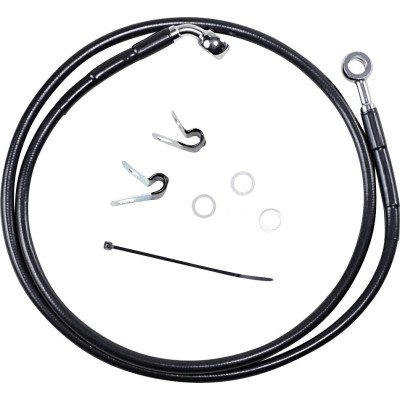 Kit durite frein avant allongée +8" - sans ABS - pour HD Sportster XL 883 de 2004 à 2008 - noir - raccord chromé