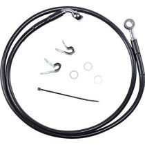 Kit durite frein avant allongée +8" - sans ABS - pour HD Sportster XL 883 de 2004 à 2008 - noir - raccord chromé