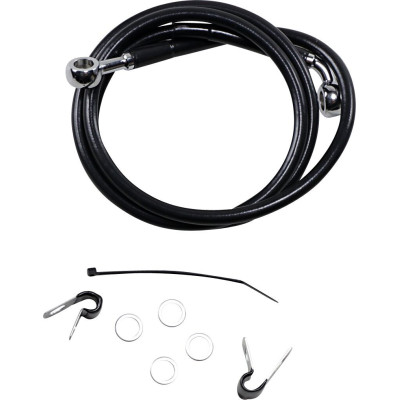 Kit durite frein avant allongée +10" - sans ABS - pour HD Sportster XL 883 de 2004 à 2008 - noir - raccord chromé