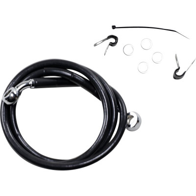 Kit durite frein avant allongée +4" - sans ABS - pour HD Sportster XLC, XLN de 2004 à 2013 - noir - raccord chromé
