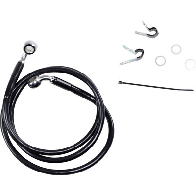 Kit durite frein avant allongée +4" - sans ABS - pour HD Sportster XLC, XLN de 2004 à 2013 - noir - raccord chromé