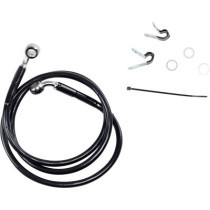 Kit durite frein avant allongée +4" - sans ABS - pour HD Sportster XLC, XLN de 2004 à 2013 - noir - raccord chromé