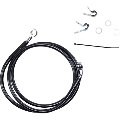 Kit durite frein avant allongée +8" - sans ABS - pour HD Sportster XLC, XLN de 2004 à 2013 - noir - raccord chromé
