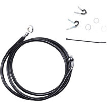 Kit durite frein avant allongée +8" - sans ABS - pour HD Sportster XLC, XLN de 2004 à 2013 - noir - raccord chromé