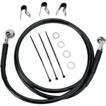 Kit durite frein avant allongée +6" - sans ABS - pour HD Heritage, Fat Boy de 2000 à 2007 - noir - raccord chromé