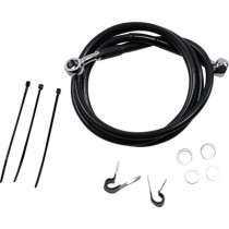 Kit durite frein avant allongée +2" - sans ABS - pour HD Softail FXTS de 1999 à 2007 - noir - raccord chromé