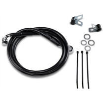 Kit durite frein avant allongée +4" - sans ABS - pour HD Softail FXTS de 1999 à 2007 - noir - raccord chromé