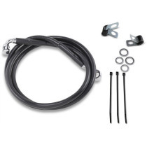 Kit durite frein avant allongée +8" - sans ABS - pour HD Softail FXTS de 1999 à 2007 - noir - raccord chromé