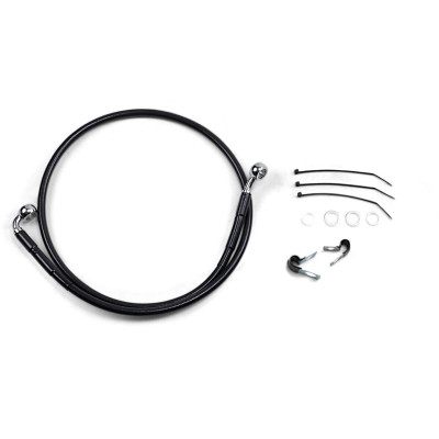 Kit durite frein avant - sans ABS - pour HD Super Glide de 2000 à 2005 - noir - raccord chromé