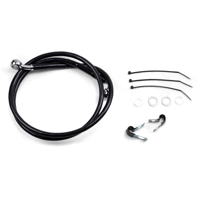 Kit durite frein avant allongée +2" - sans ABS - pour HD Super Glide de 2000 à 2005 - noir - raccord chromé
