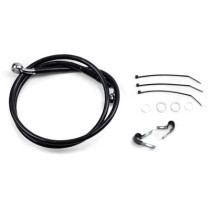 Kit durite frein avant allongée +2" - sans ABS - pour HD Super Glide de 2000 à 2005 - noir - raccord chromé