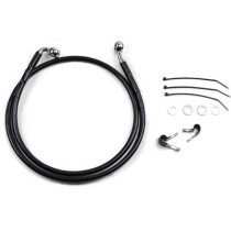 Kit durite frein avant allongée +4" - sans ABS - pour HD Super Glide de 2000 à 2005 - noir - raccord chromé