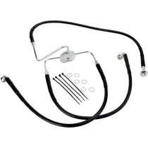 Kit durite frein avant - sans ABS - pour HD Low Rider de 1996 à 2000 - noir - raccord chromé