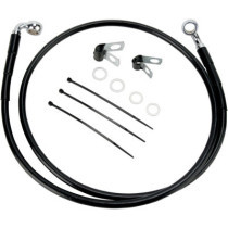 Kit durite frein avant allongée +8" - sans ABS - pour HD Low Rider de 1996 à 2000 - noir - raccord chromé