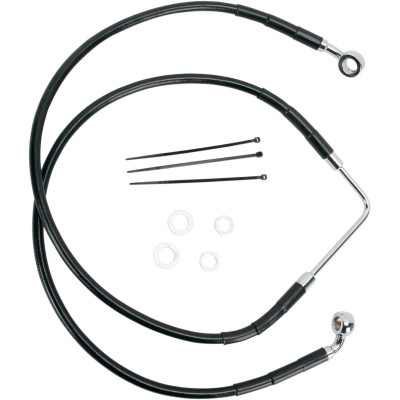 Kit durite frein avant - sans ABS - pour HD Street Bob de 2006 à 2007 - noir - raccord chromé