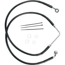Kit durite frein avant - sans ABS - pour HD Street Bob de 2006 à 2007 - noir - raccord chromé